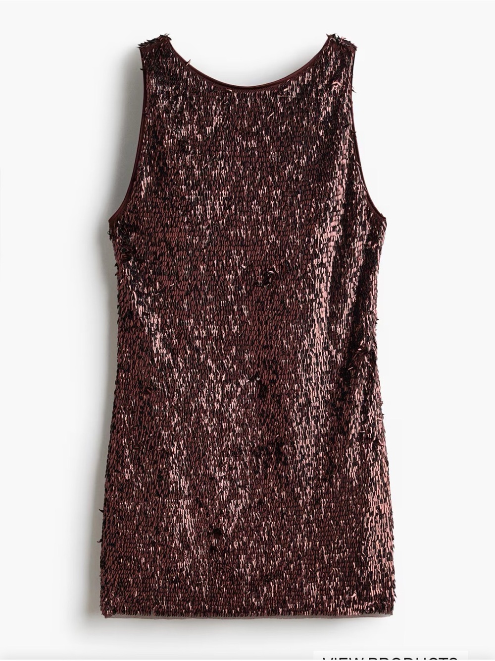 H&M Sleeveless Sequin Shift Dress in Metallic brown.